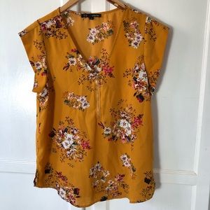 Mustard Yellow Blouse With Floral Pattern